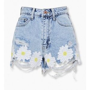 Floral Denim Shorts Size 27
